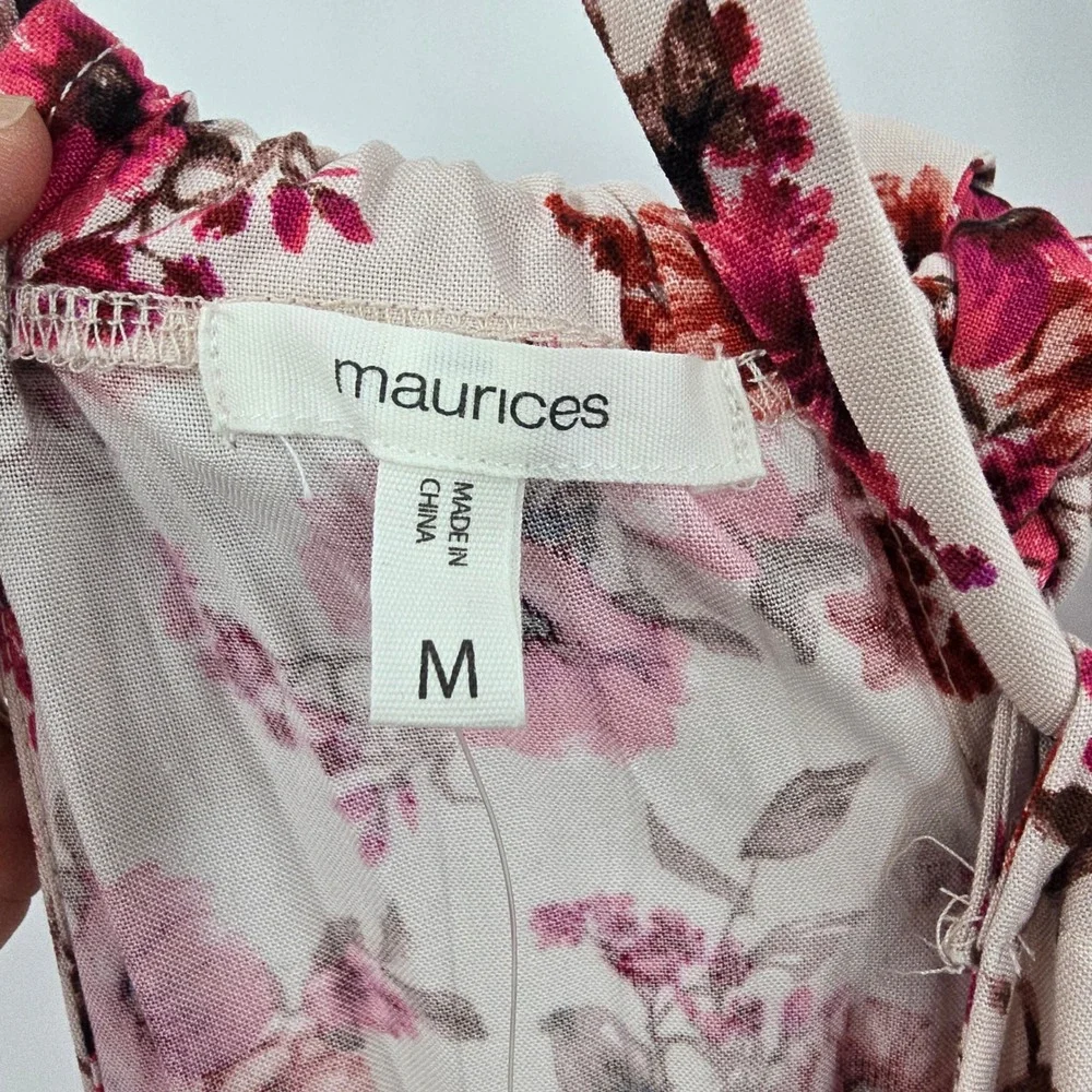 NEW Maurices Pink Mustard Floral Halter Maxi Dress Medium NWT
